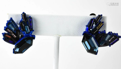 Vintage Christian Lacroix Blue Tone Earrings