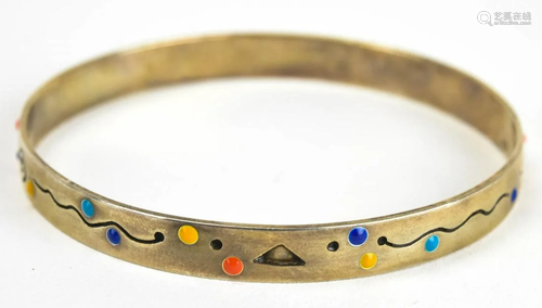 Sterling & Enamel Wassily Kandinsky Style Bracelet