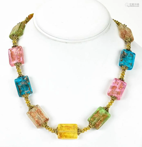 Vintage Italian Murano Art Glass Bead Necklace