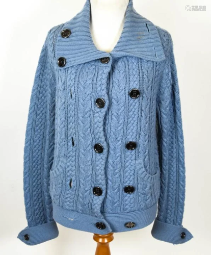 Vintage Burberry Baby Blue Cable Knit Sweater