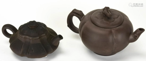 2 Chinese Pottery Teapots Signed