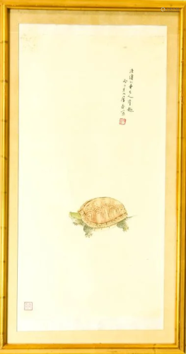 Chinese Ink & Watercolor Painting of Turtle