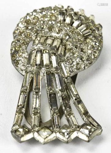 Antique C 1920s Signed LB Rhinestone Clip