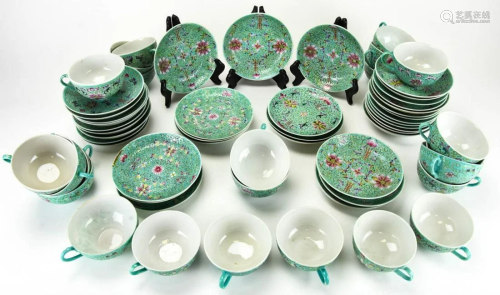 Chinese Famille Rose Porcelain Tea Set Signed