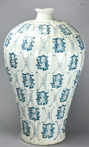 Palace Size Chinese Blue & White Porcelain Vase