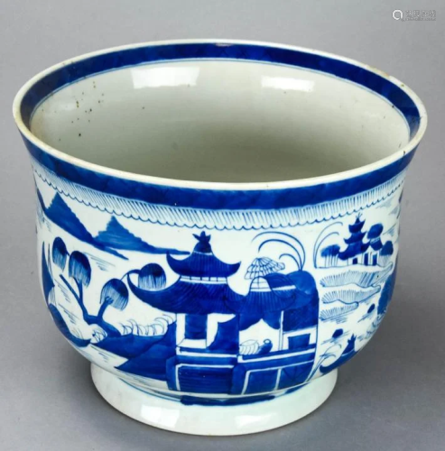 Chinese Canton Blue & White Porcelain Censor