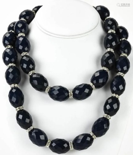 Circa 1920 Art Deco Large Faceted Bead Necklace
