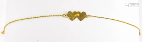 14kt Yellow Gold Double Heart Bracelet