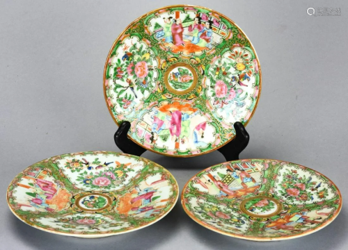 3 Chinese Rose Medallion Porcelain Plates