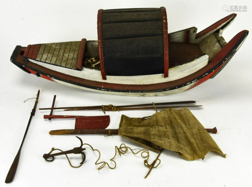 Ex Museum Collection Oriental Wood Boat Model