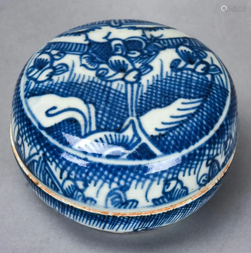 Chinese Blue & White Porcelain Covered Table Box