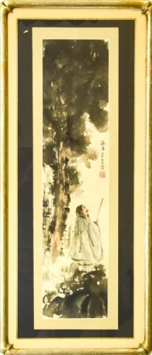 Chinese Ink & Watercolor Painting of Scholar