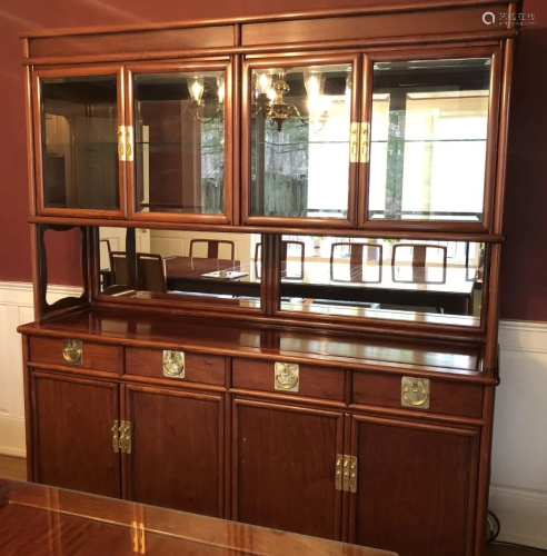 Asian Contemporary Rosewood Glass Front Sideboard