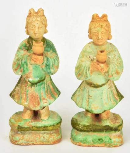 Pair Chinese Glazed Stoneware Figures