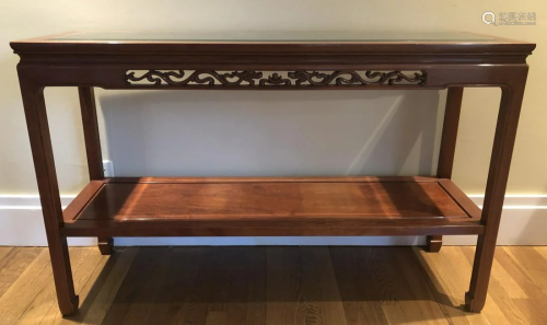 Asian Carved Rosewood Sofa Table Dragon Motif