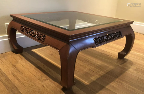 Asian Carved Rosewood Coffee Table Dragon Motif