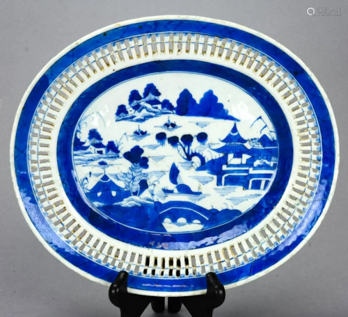 Chinese Canton Reticulated Porcelain Platter