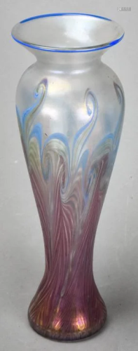 Vandermark Pulled Feather Art Glass Vase