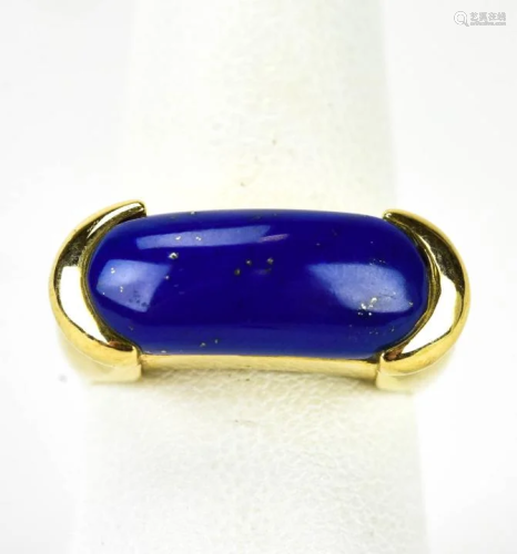 Estate 14kt Yellow Gold & Carved Lapis Lazuli Ring