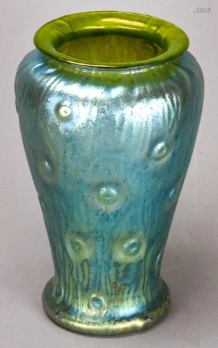 Antique Green Art Glass Vase Attributed to Loetz