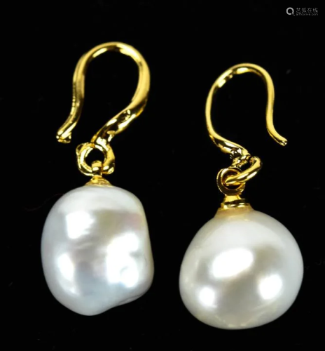 Pair of Cultured Baroque Pearl Earrings