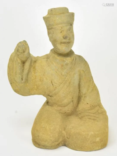 Chinese Archaic Stoneware Pottery Deity Statue