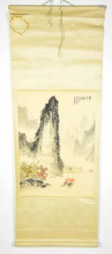 Chinese Watercolor & Ink Painting Mountain Scene