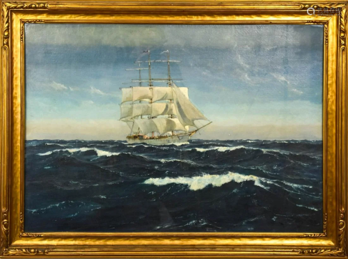 Patrick von Kalckreuth Marine Oil Painting w Ship