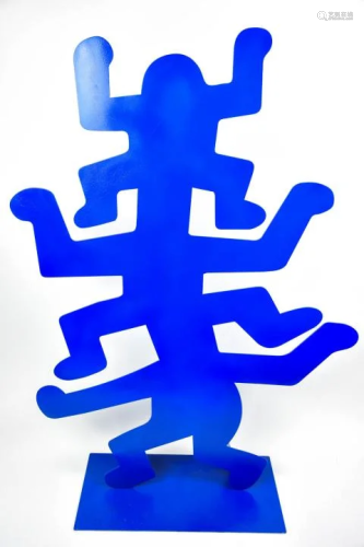 Keith Haring Signed Numbered Blue Metal Sculpture