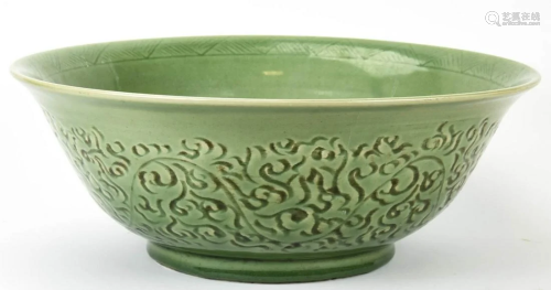 Chinese Green Porcelain Large Bowl Centerpiece