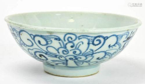 Chinese Blue & White Porcelain Bowl W Wax Seal