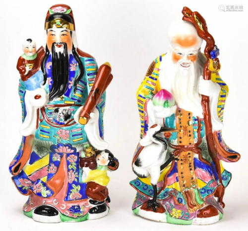 2 Chinese Porcelain Statues of Sages