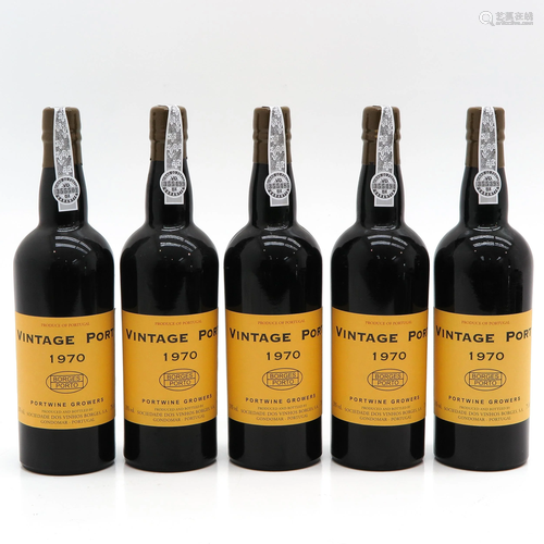 Five Bottles of Broges Port 1970