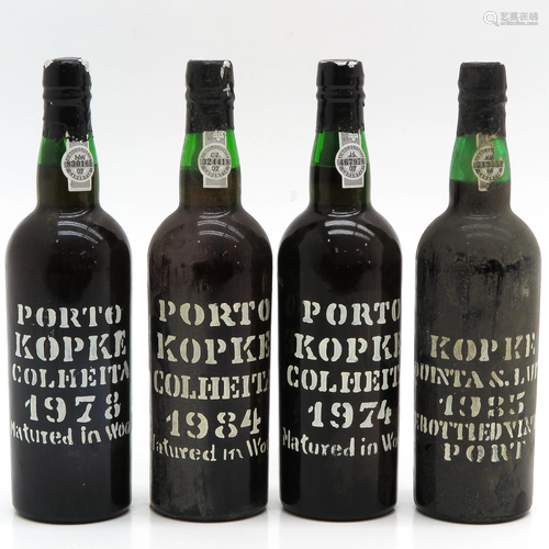 Four bottles of Kopke Port