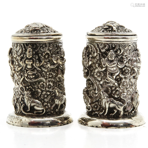 A Pair of Silver Chinese Boxes