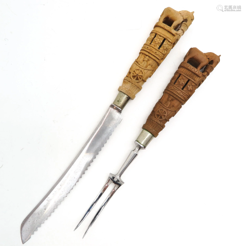 A Folk Art Knife and Meat Fork