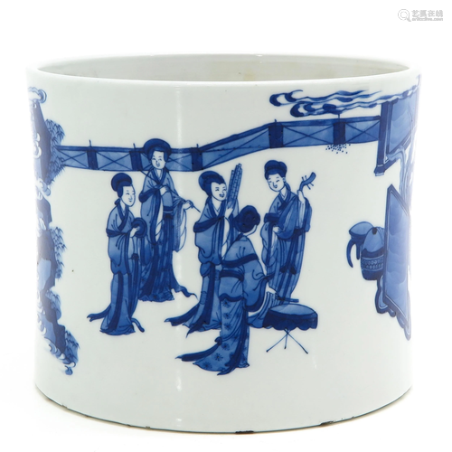 A Blue and White Brush Pot