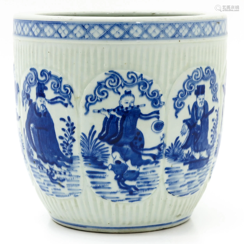 A Chinese Blue and White Cache Pot