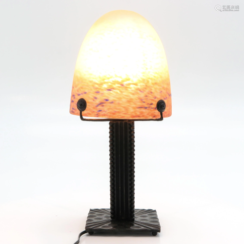 Bronze Table Lamp with Schneider Shade