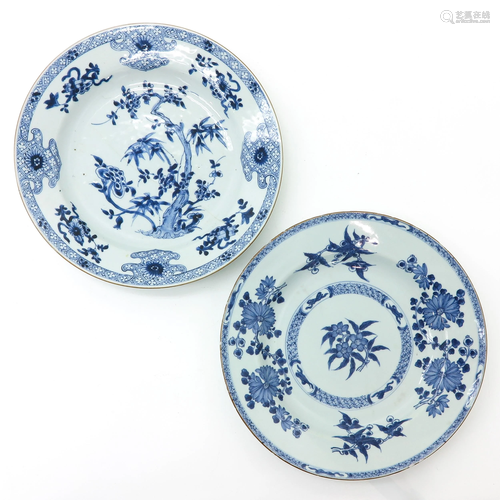 Two Chinese Blue and White Chargers