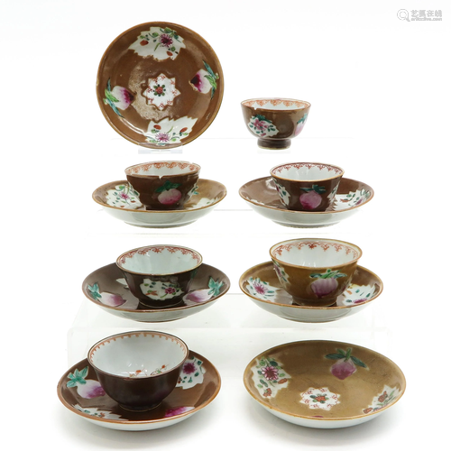 Thirteen Chinese Cups and Saucers