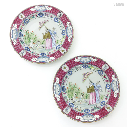 Two Famille Rose Plates