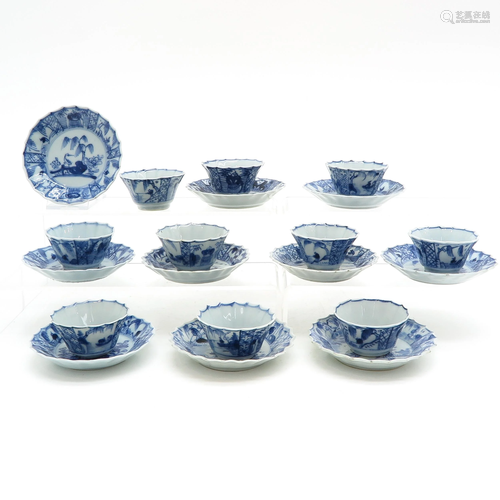 Ten Chinese Cups and Saucers