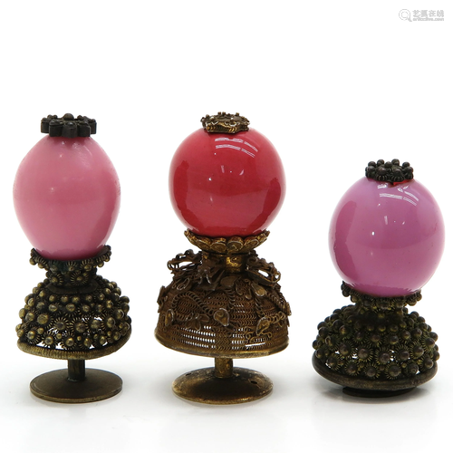 Three Mandarin Hat Finials