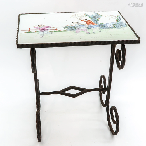 A Chinese Famille Rose Tile Table