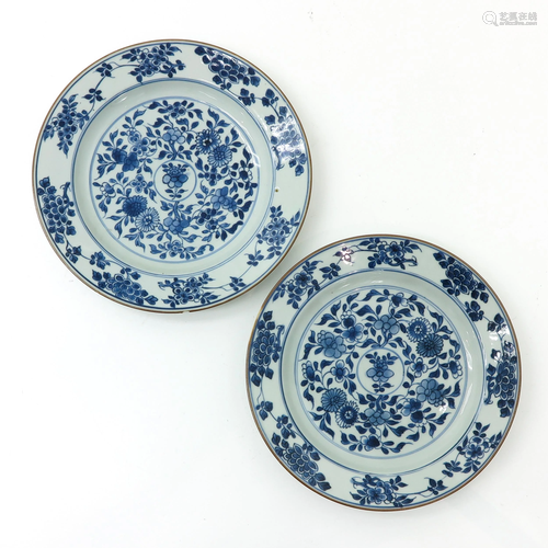 Two Chinese Blue and White Plates