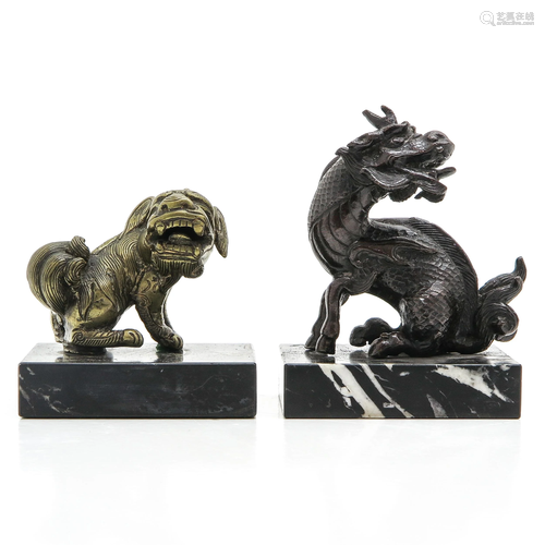 Two Chinese Bronze Sculptures