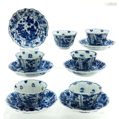 Six Chinese Cups and Saucers