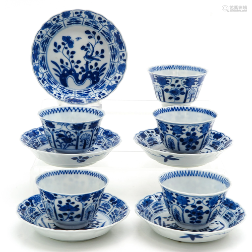 Five Chinese Cups and Saucers