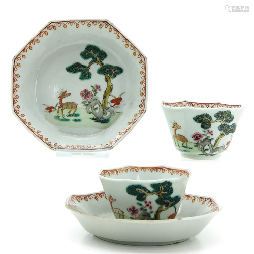 A Pair of Chinese Cups and Saucers